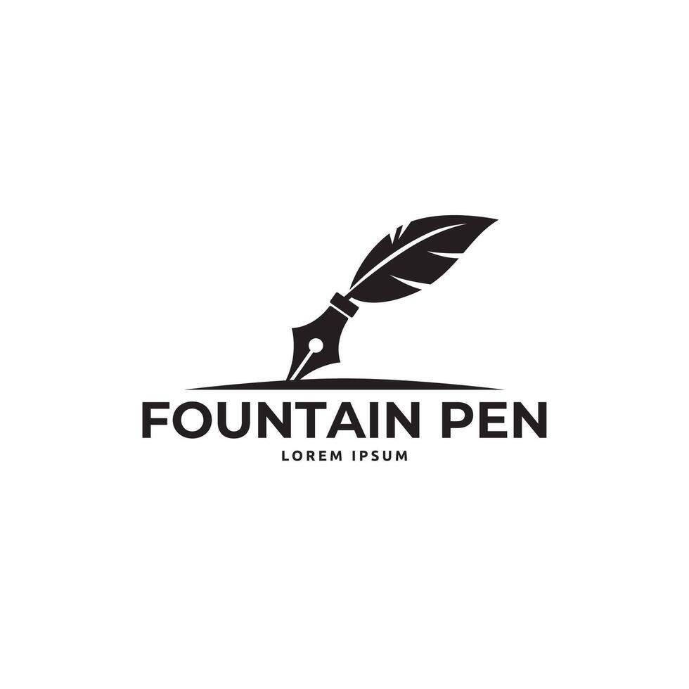 Fountain pen logo design vector