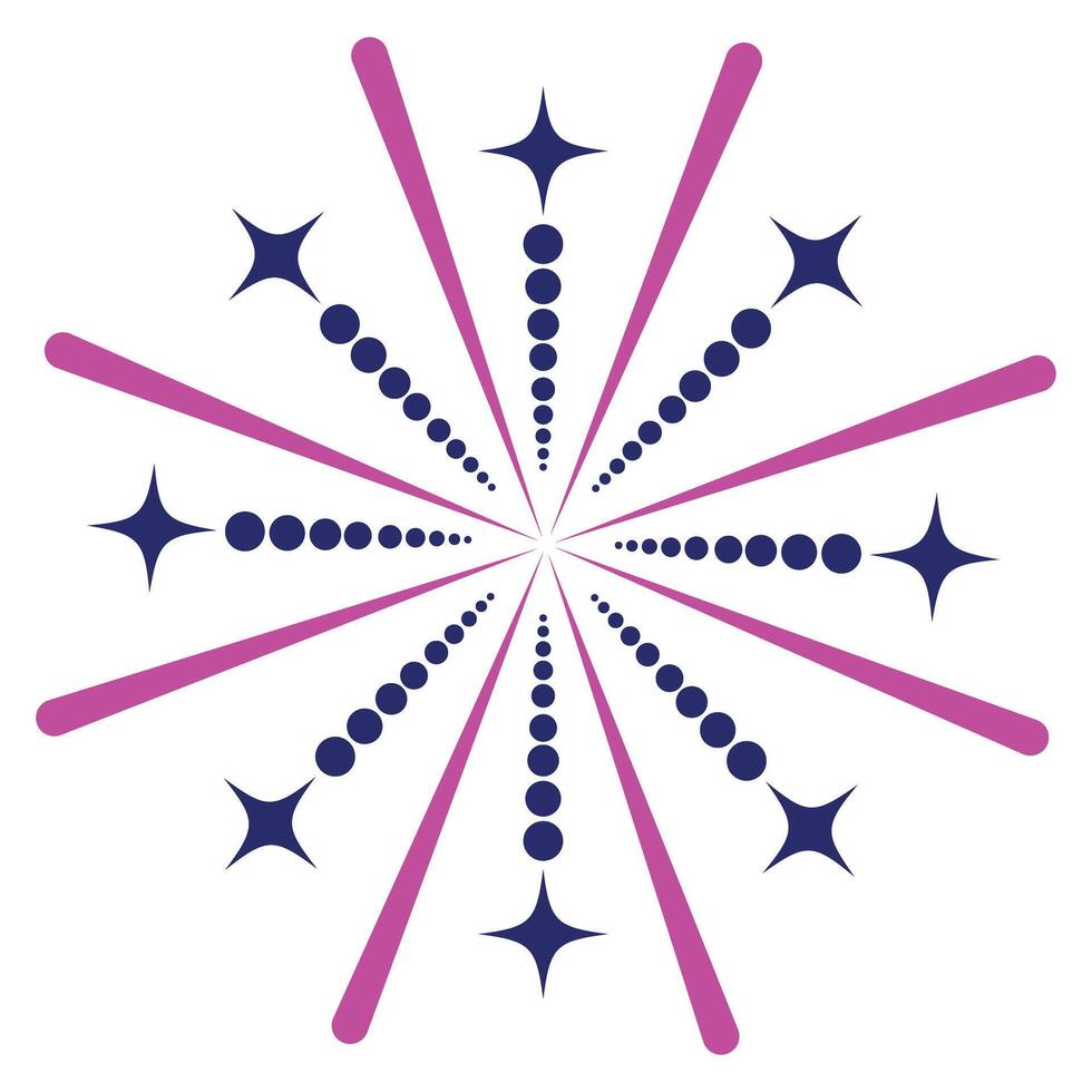 Bright colorful fireworks isolated on transparent background. vector