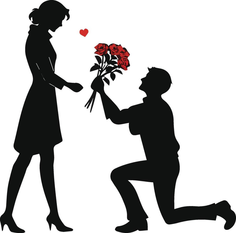 a silhouette of a couple vector