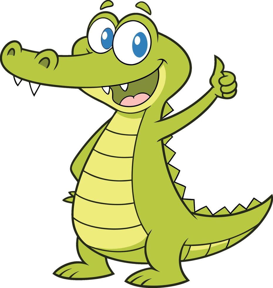 A cartoon crocodile facing the viewer a bright, vibrant green color vector
