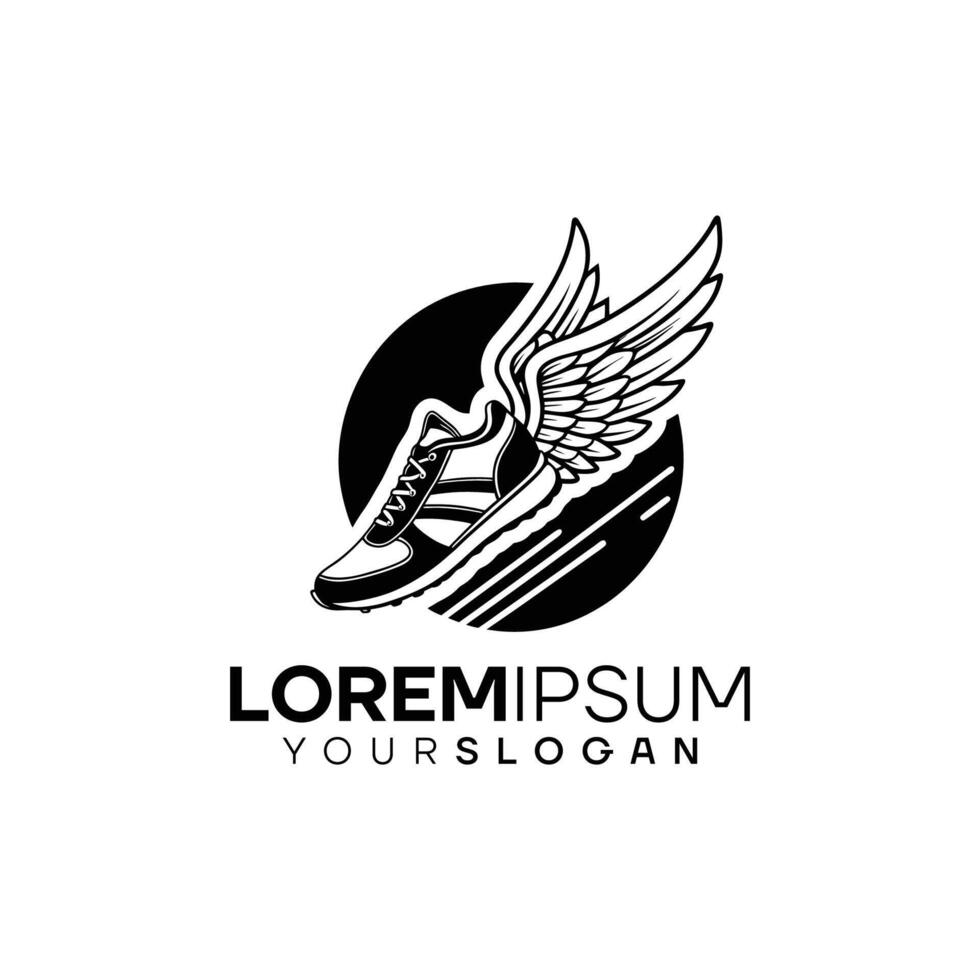 Flying Sneaker Wings Logo Illustration Design Template vector