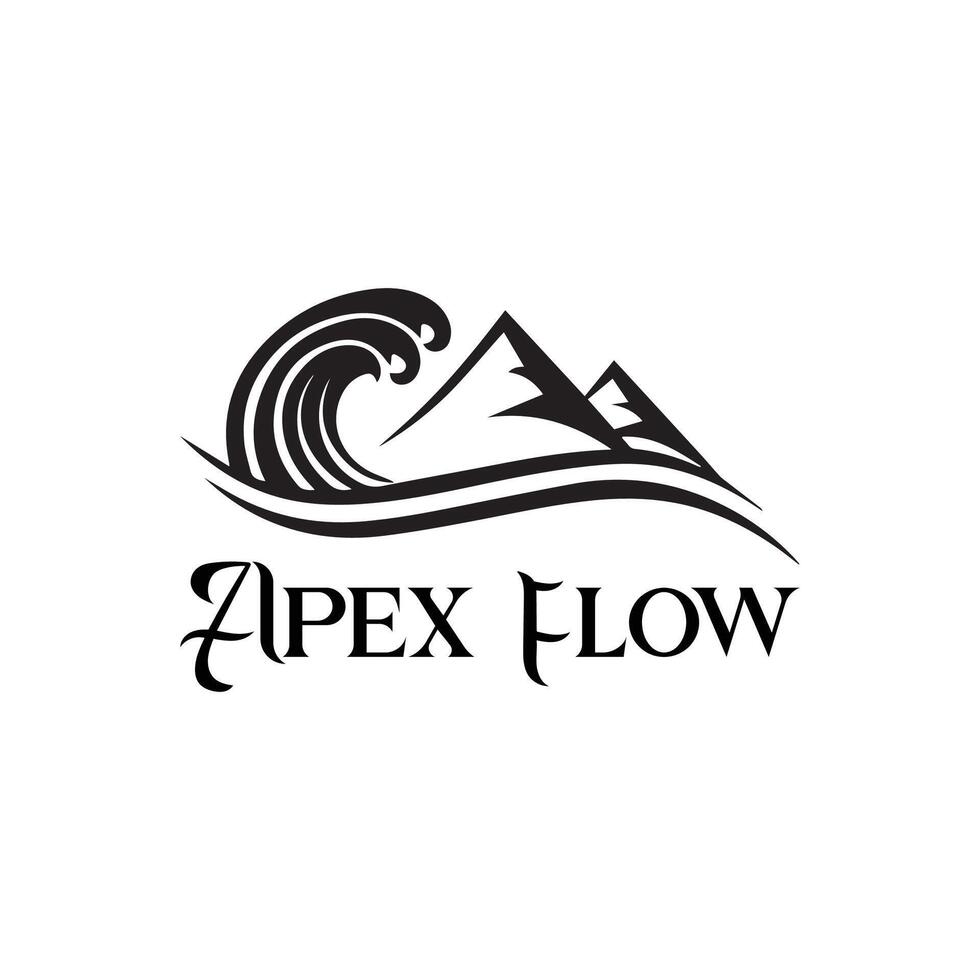 Apex Flow Mountain Wave Emblem Logo Design Template vector