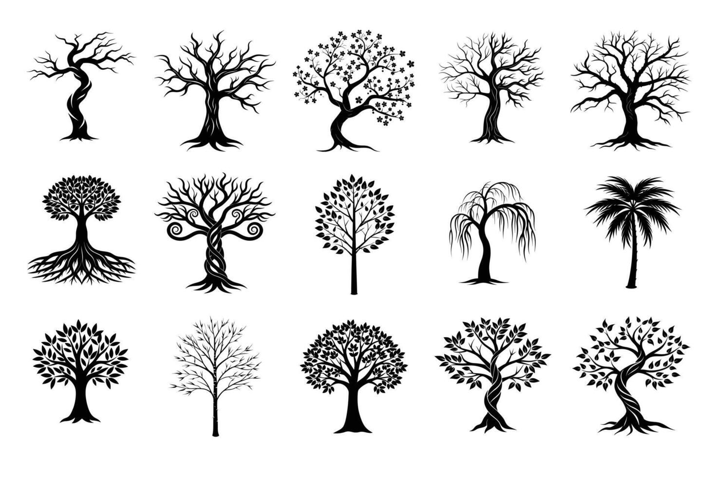 Tree silhouette on white bacground vector