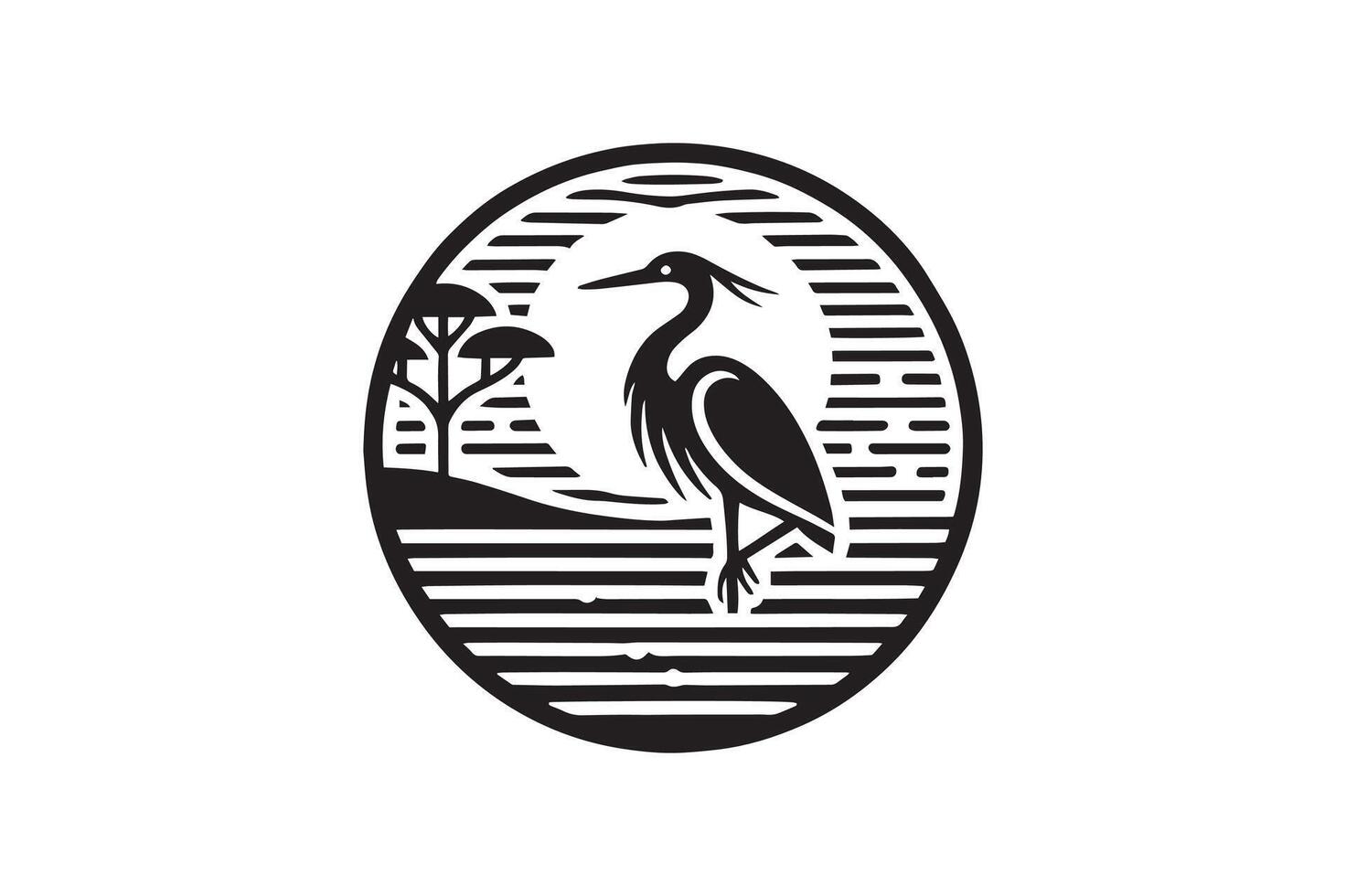 Little Egret Silhouette Illustration Elegant vector
