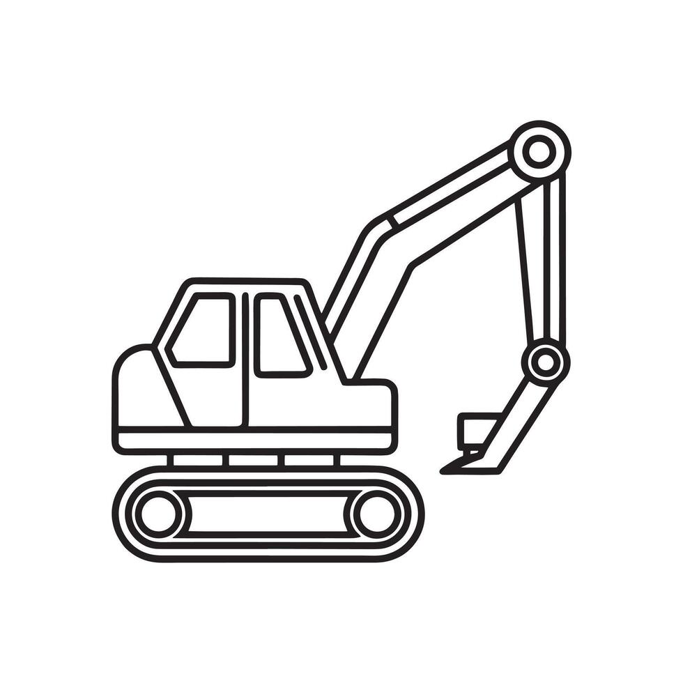 excavator line art vector