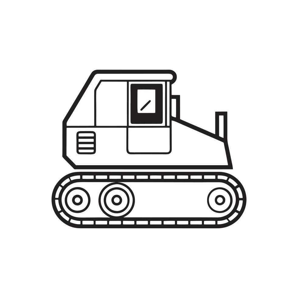 Modern bulldozer line art design vector
