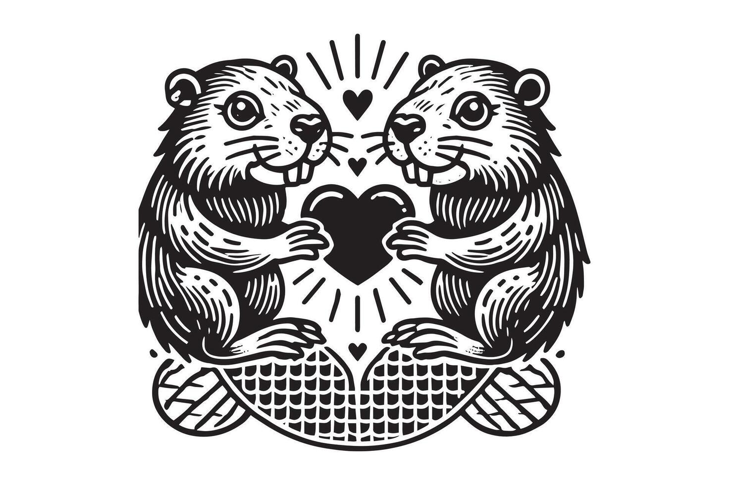 Love Beaver Silhouette Design vector