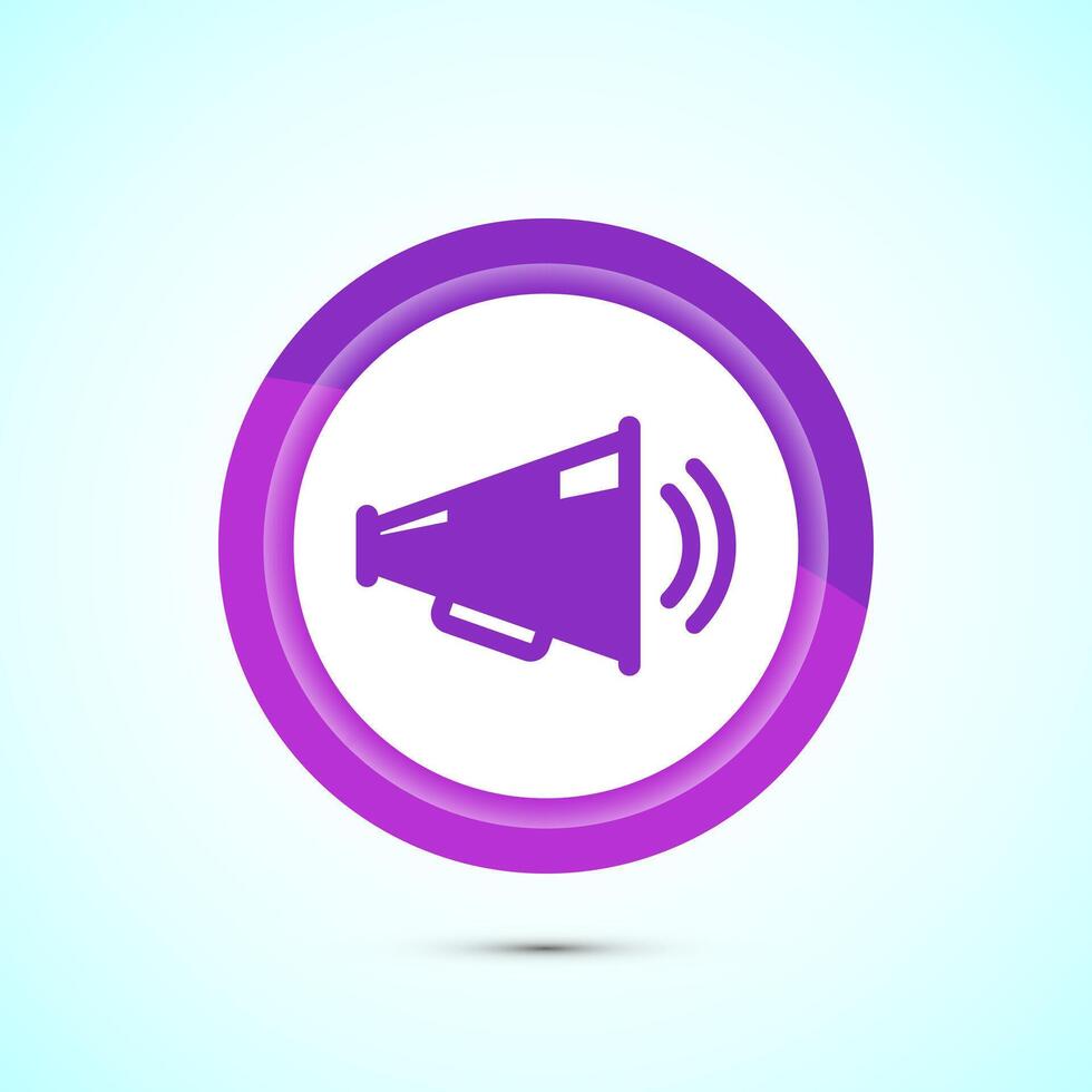 Megaphone icon design illustration, Loudspeaker icon, Shout announce sign. Promotion annoucement. Pink Color Button Design vector
