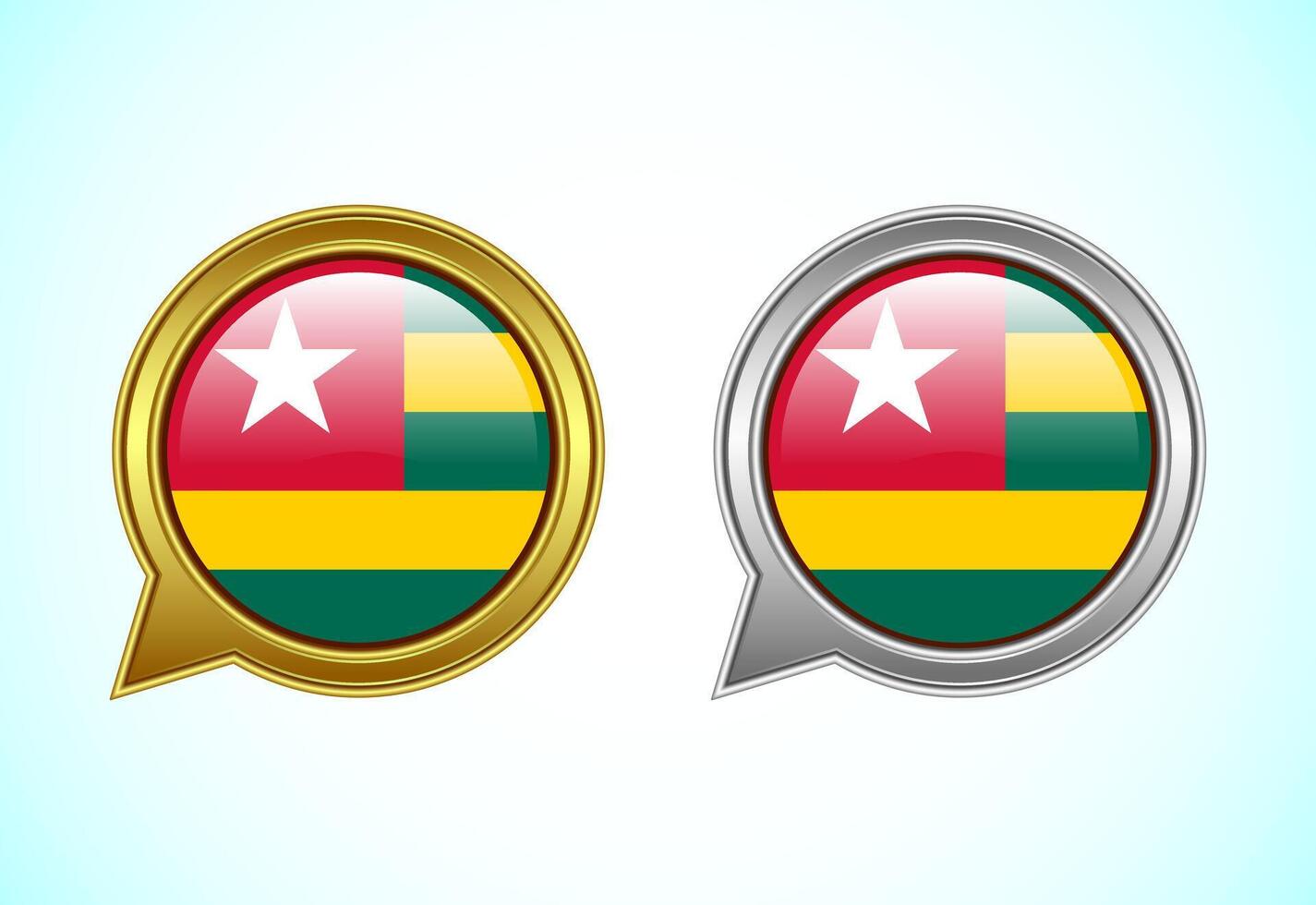 Togo flag speech bubble. Speaking flag icon in gold and silver color vector