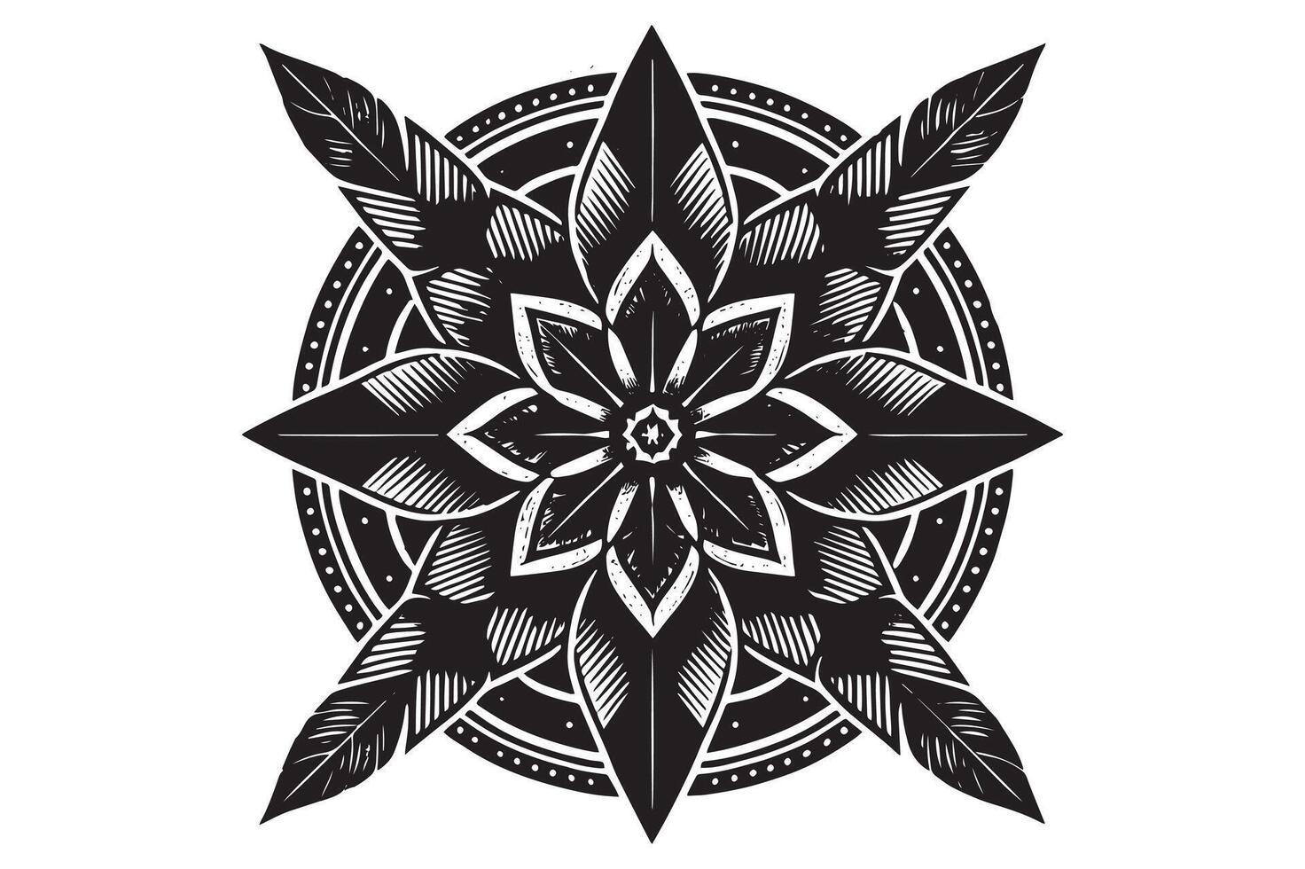 Mandala design, round geometrical shape decorative Floral design Silhouette vector