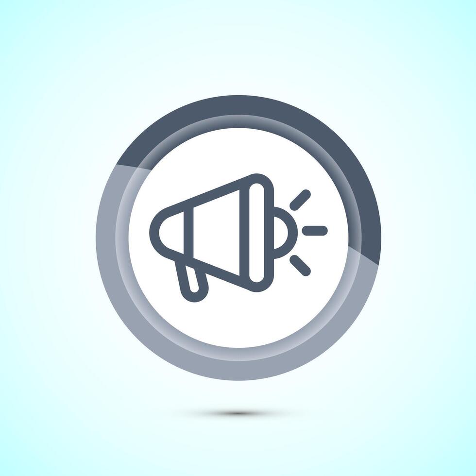 Megaphone icon design illustration, Loudspeaker icon, Shout announce sign. Promotion annoucement. Gray Color Button Design vector