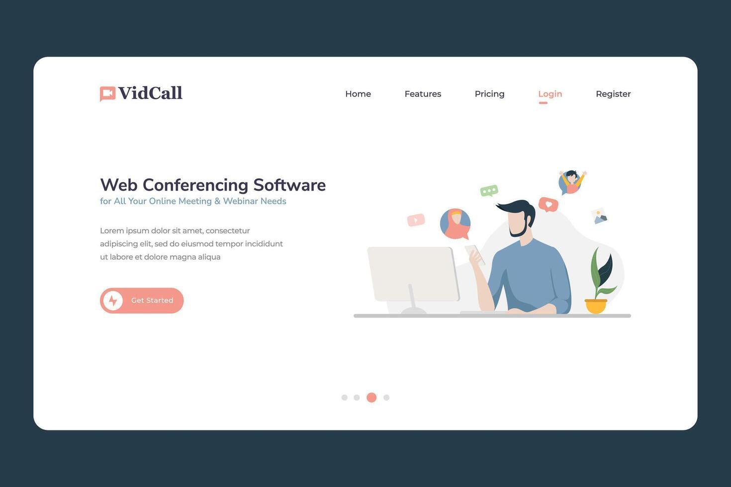 User Interface for Web Conferencing Software vector
