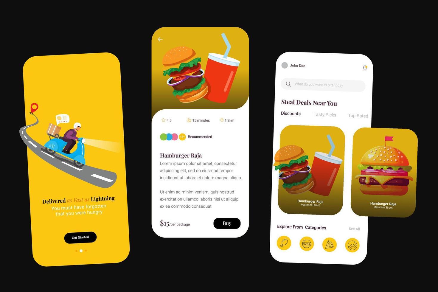 User Interface for Food Delivery App vector