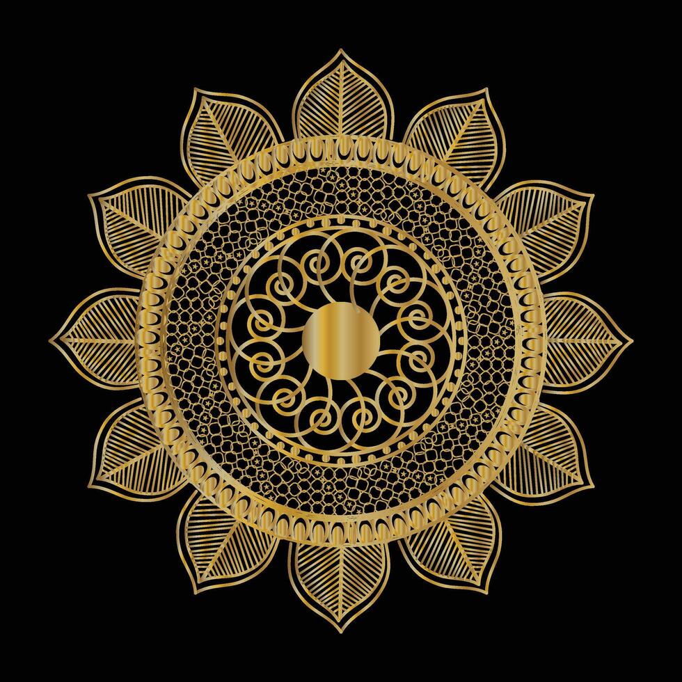 Circular pattern in form of decorative mandala on black background vector