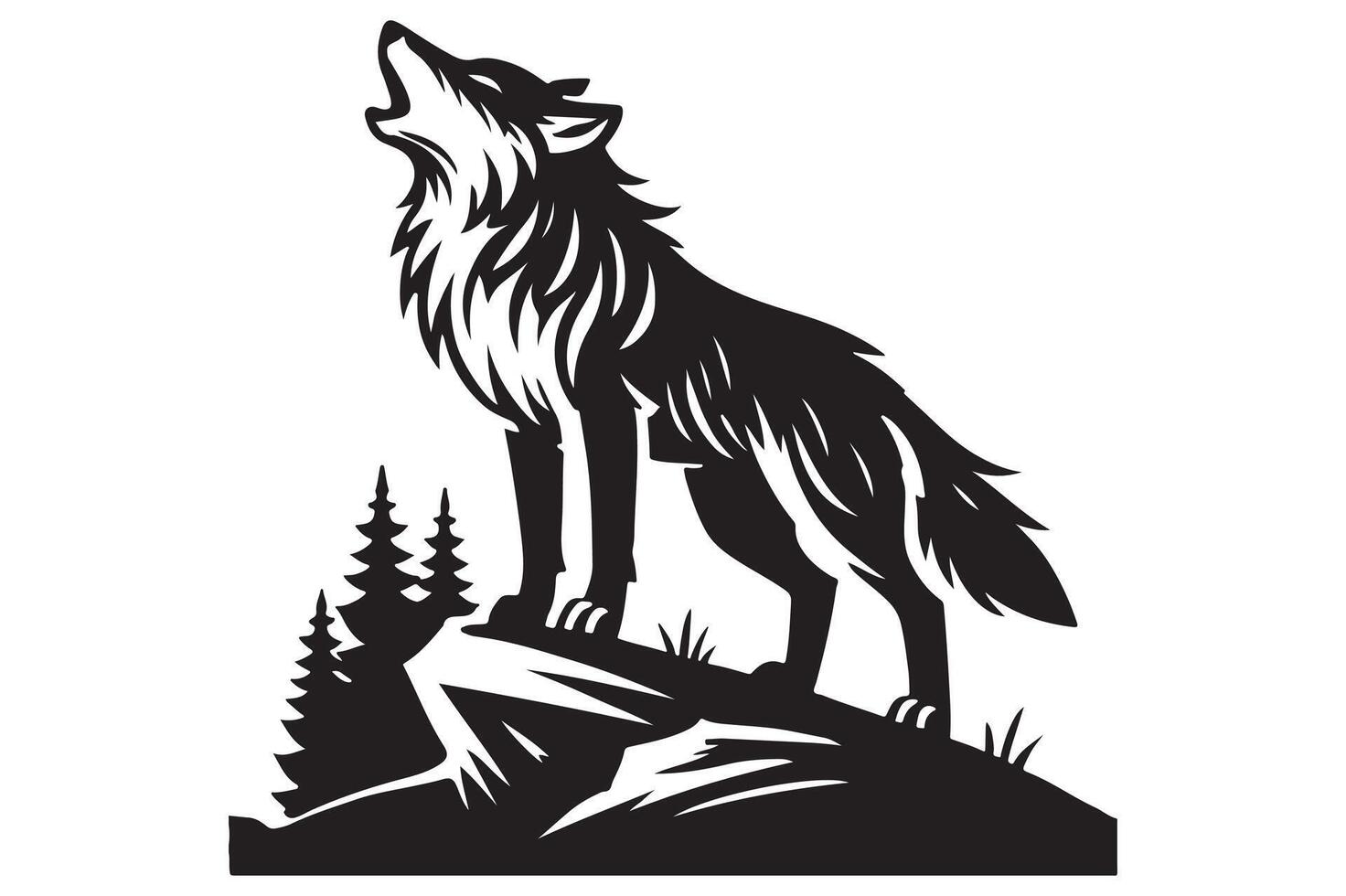 Lone Wolf silhouette vector