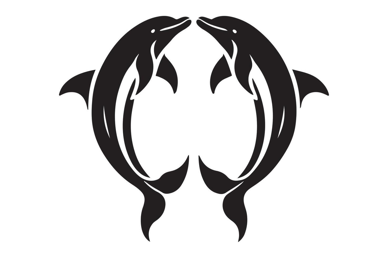 Two dolphins silhouette vector