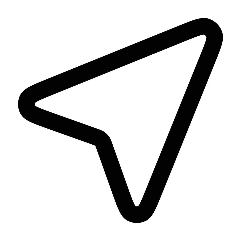 Cursor icon, arrow. Navigator pointer, location point. Direction symbol, triangular arrow. Isolated illustration on background. vector