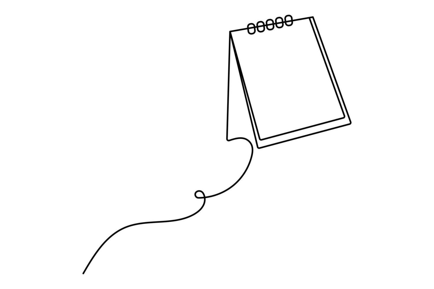 Table calendar continuous one line drawing and happy new years outline simple icon vector
