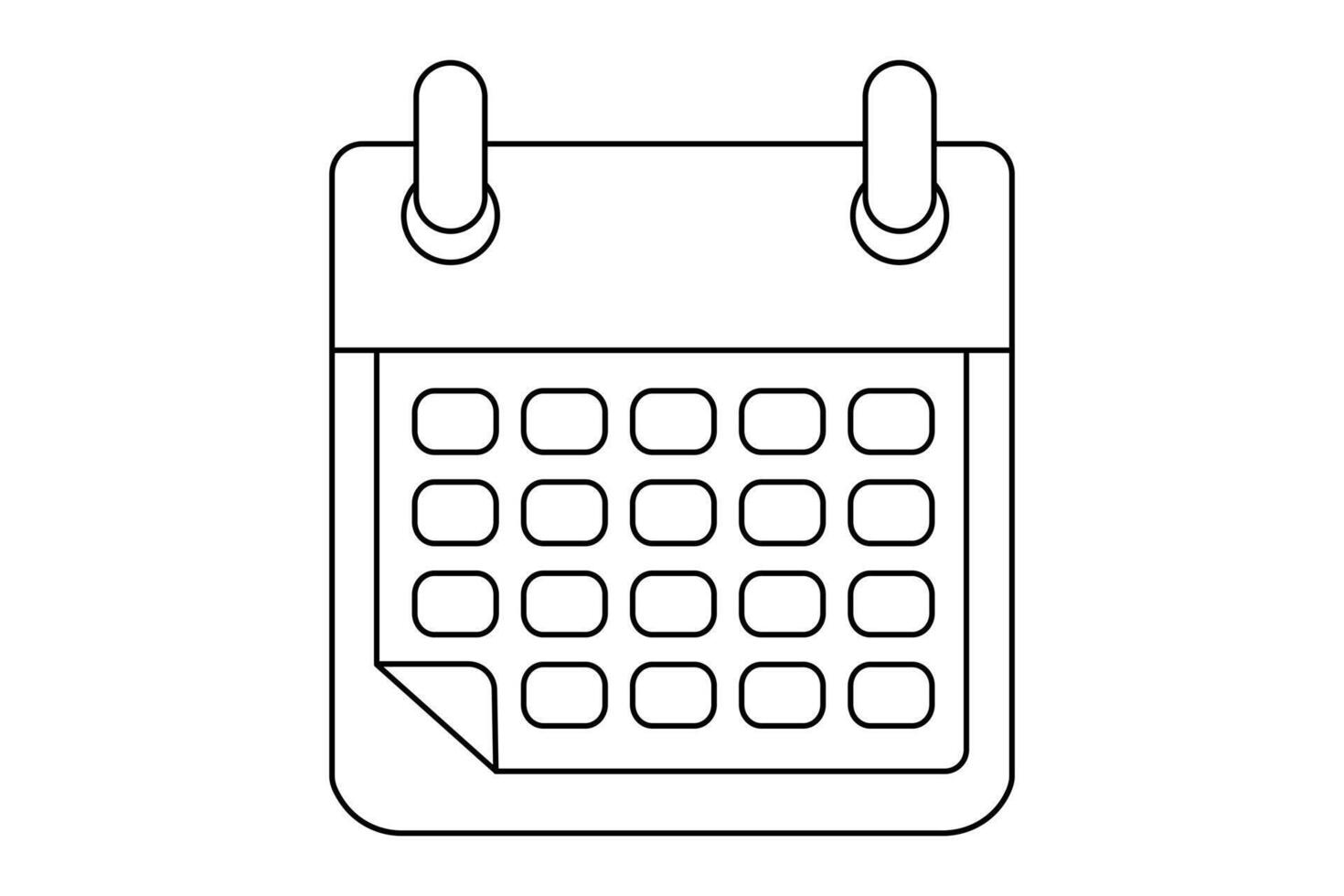 Table calendar simple one line drawing of new years isolated outline illustration vector