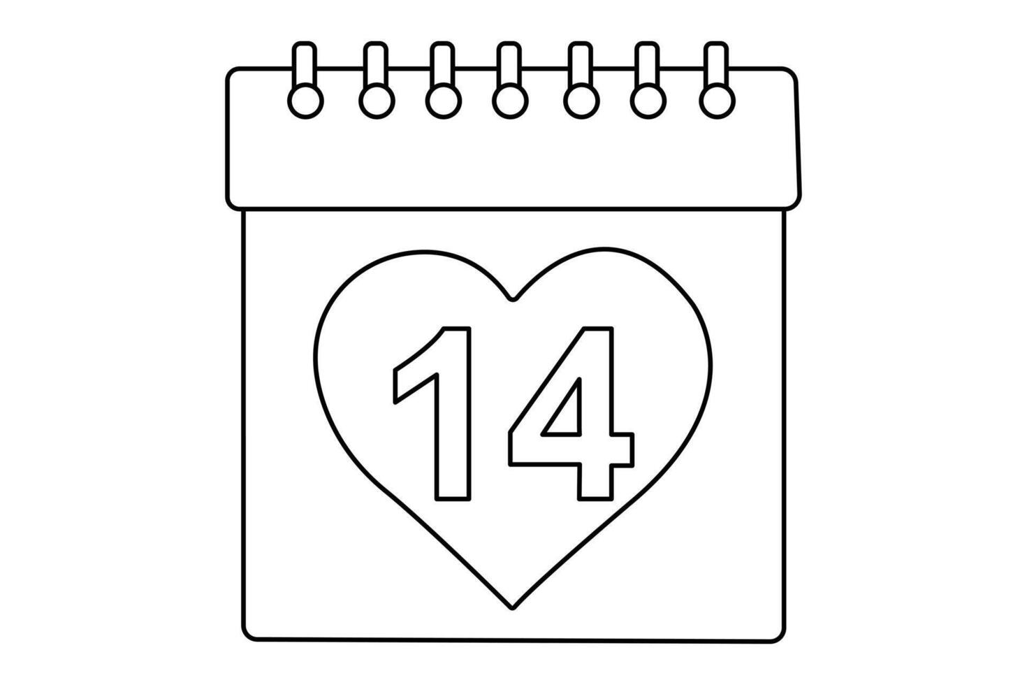 Table calendar continuous of line art and happy new years outline icon vector