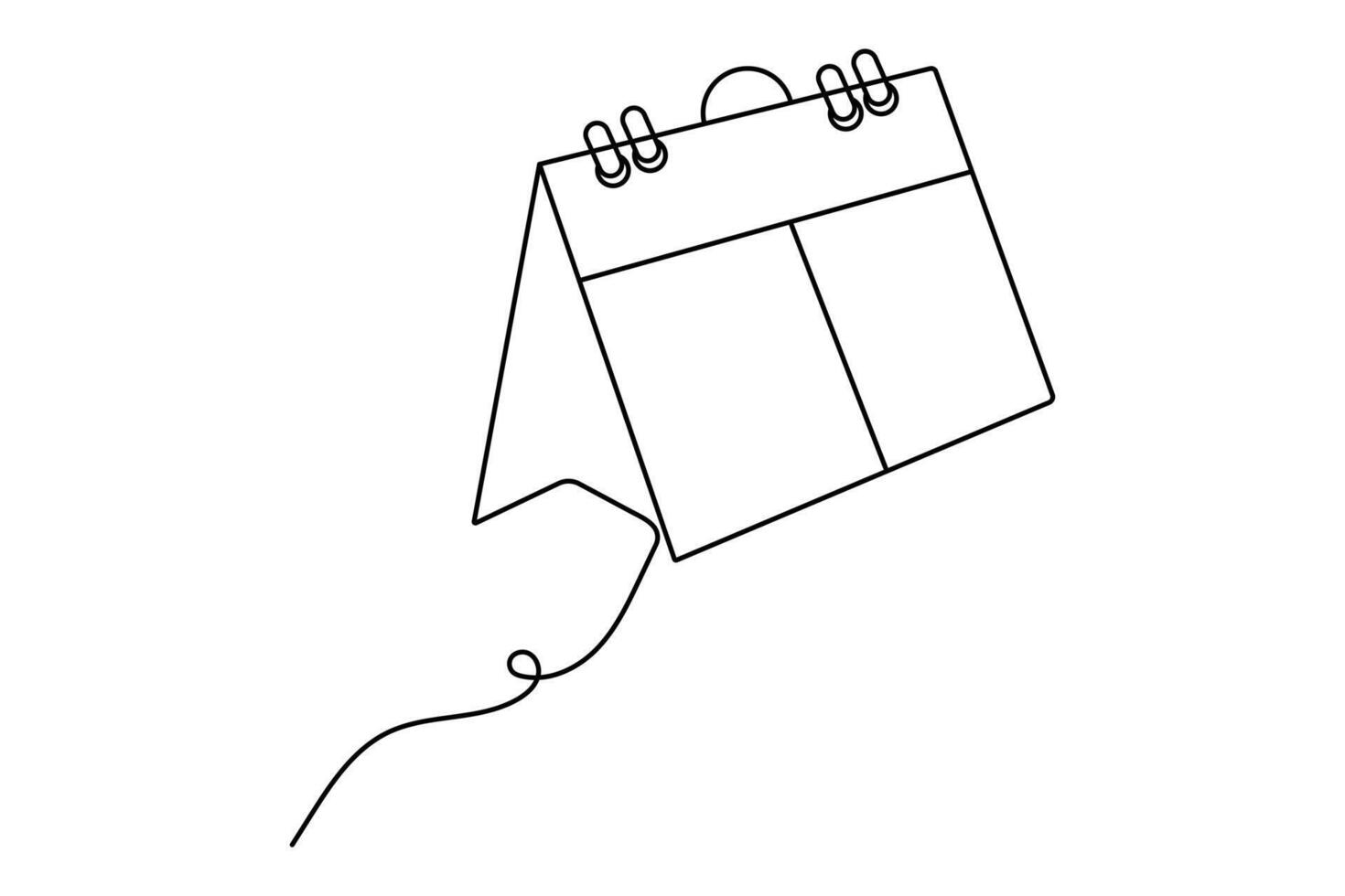 Table calendar simple one line drawing of new years outline simple icon vector