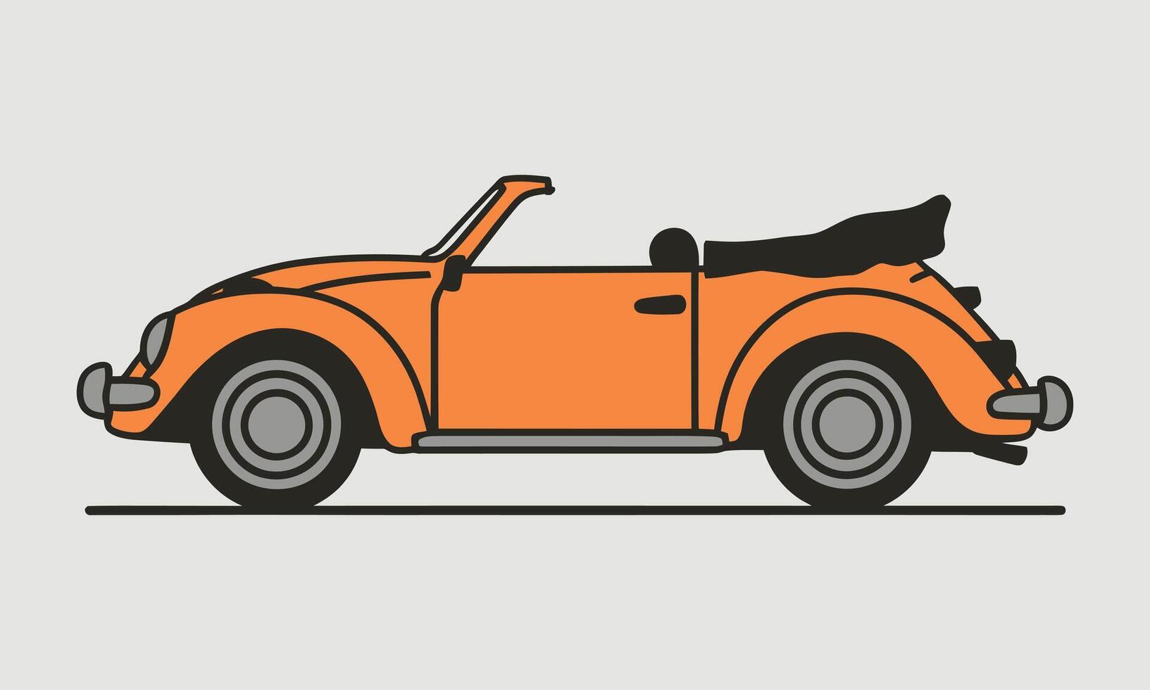 An orange car with a black roof on a white background vector