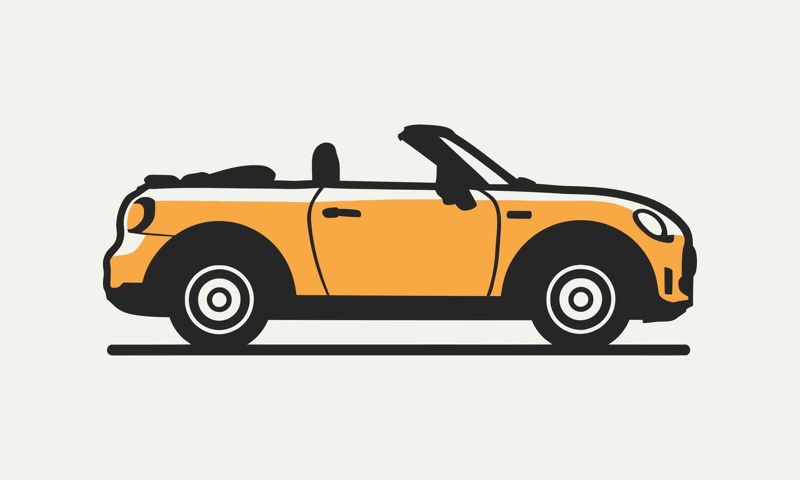 A car icon with a black roof and orange body vector
