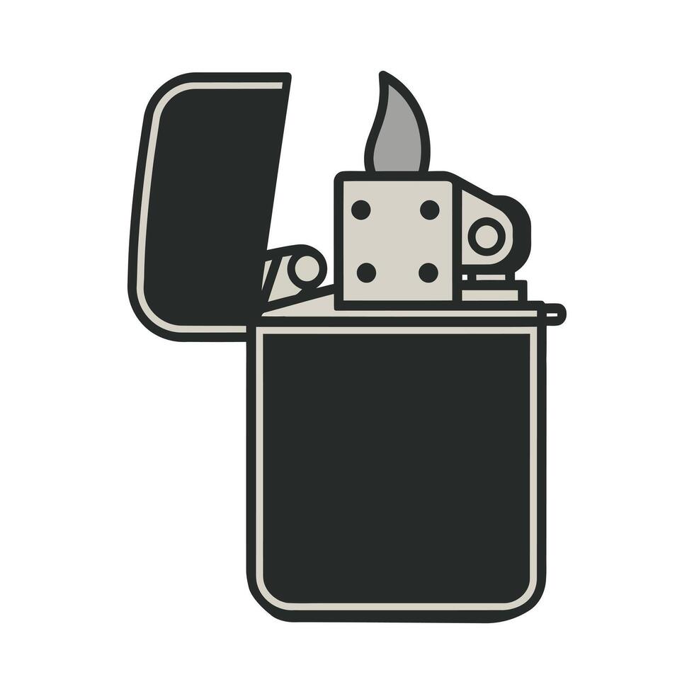 A black and white lighter with a lighter in the middle vector