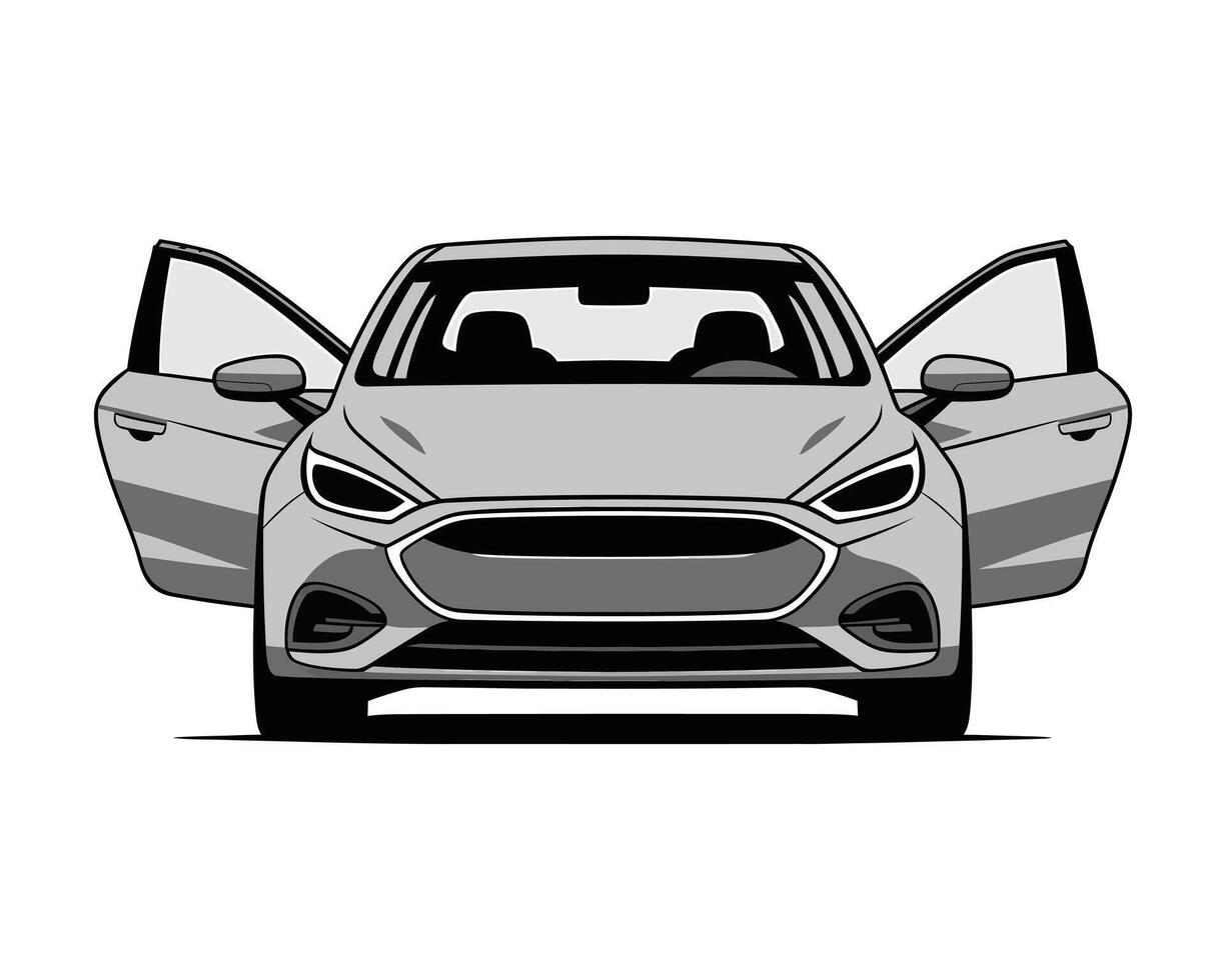 A car with open doors on a white background vector