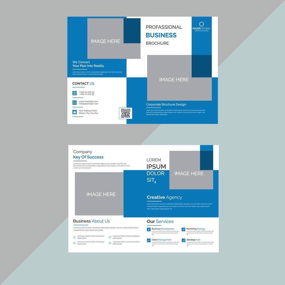 Corporate bi-fold brochure design template vector