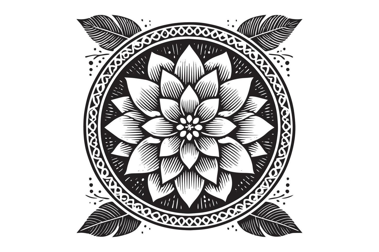 Mandala design, round geometrical shape decorative Floral design Silhouette vector