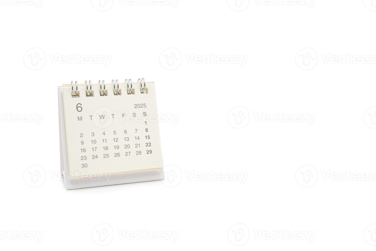 Simple desk calendar for JUNE 2025 isolated on white background. Calendar concept with copy space. 2025 JUN calendar. photo