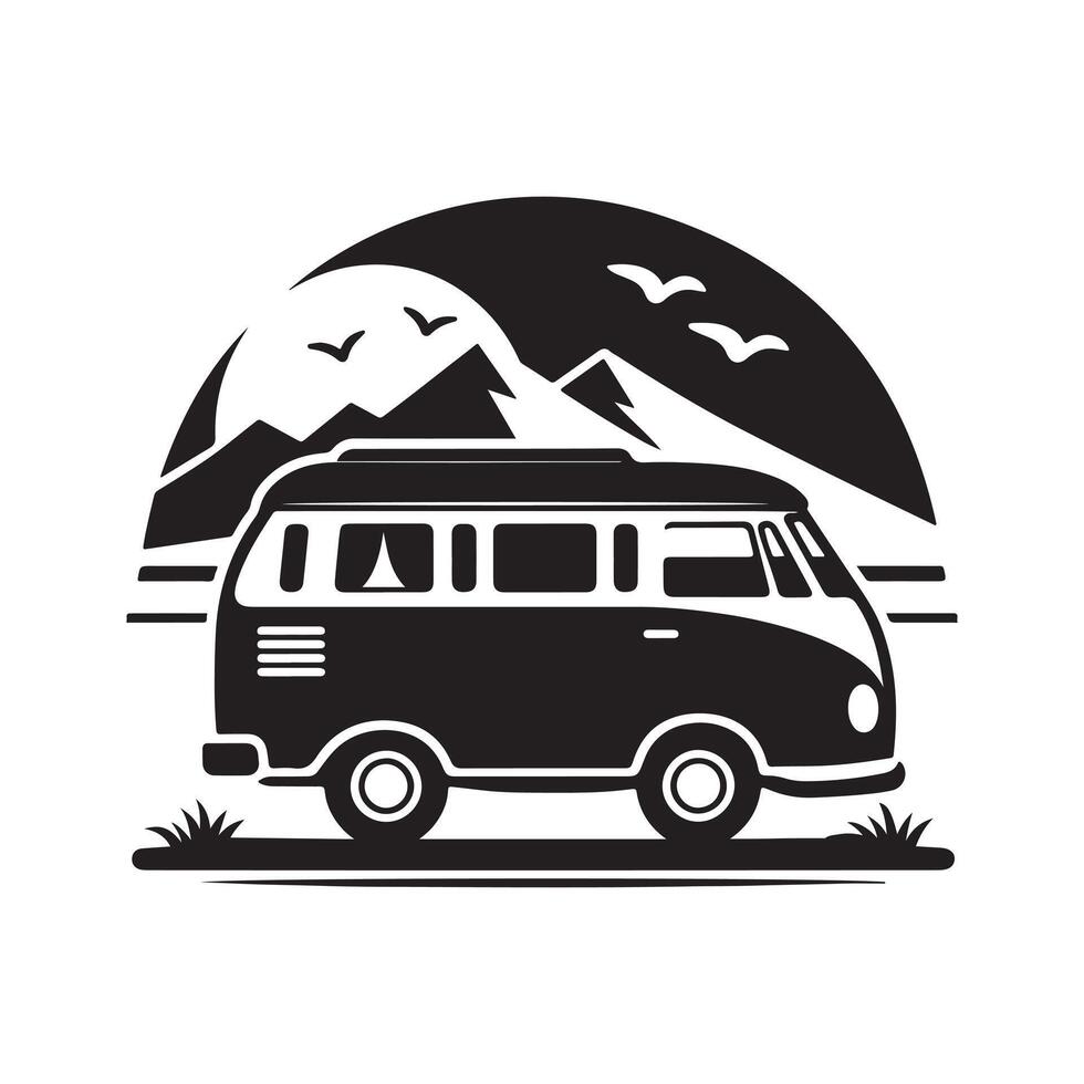 Silhouette Camper Van Vectors Art for Themed Design Projects