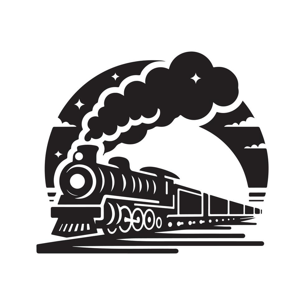 Train Silhouettes Ideal for Railway Museum Graphics vector