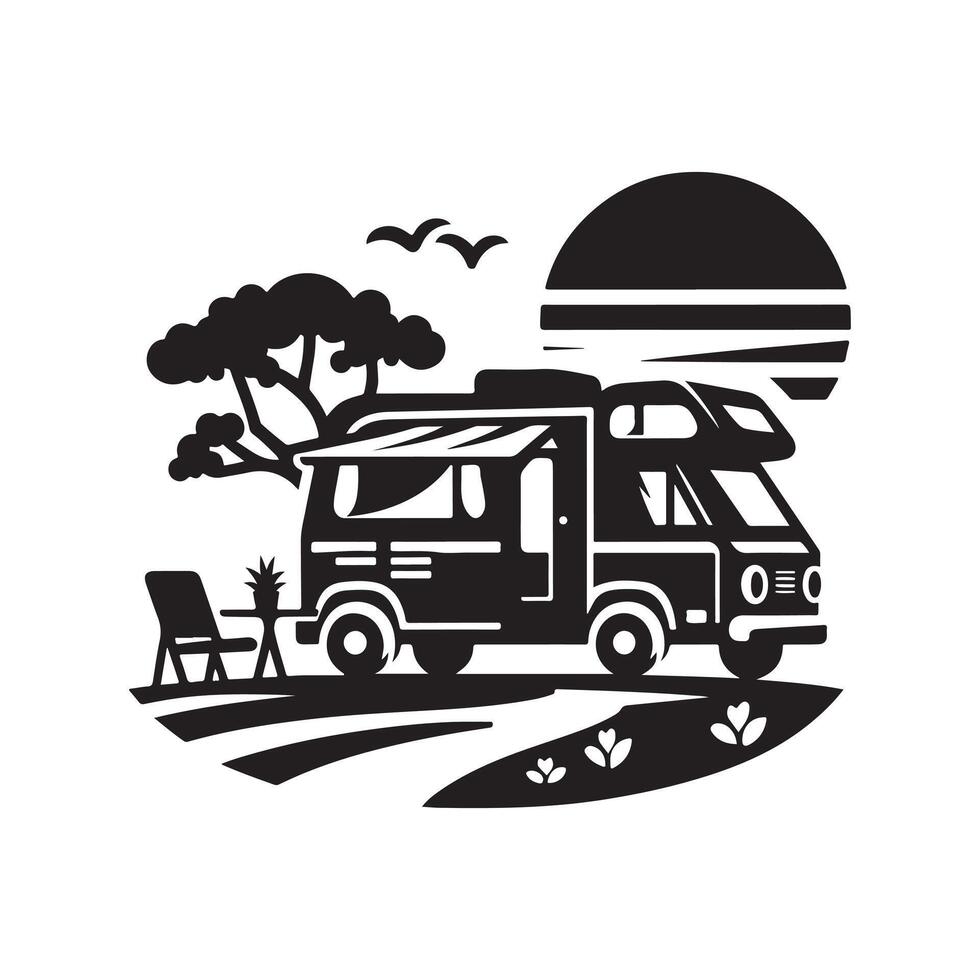 Camper Van Silhouettes for Adventure-Driven Design Concepts vector