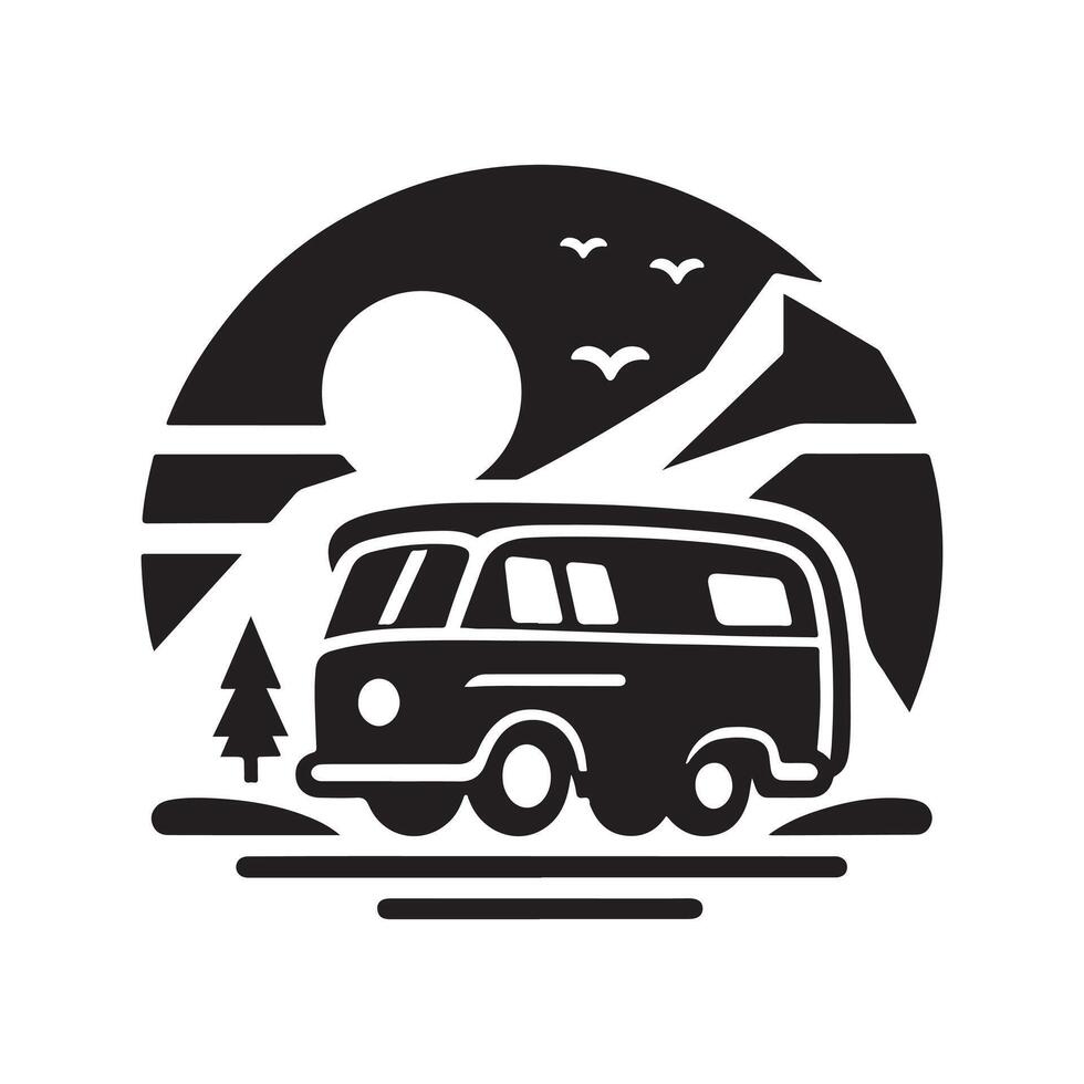 Camper Van Graphics Silhouettes Perfect for Travel Logos vector
