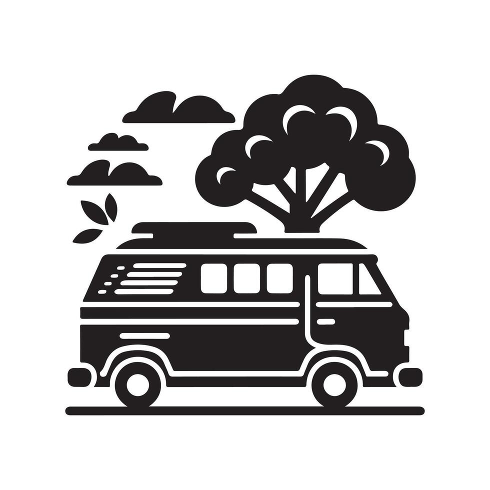 High-Resolution Camper Van Silhouettes for Designers vector