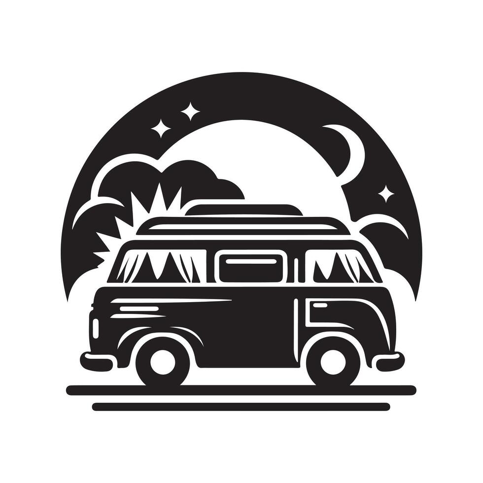 Explore with Camper Van Silhouette Vectors Perfect for Maps
