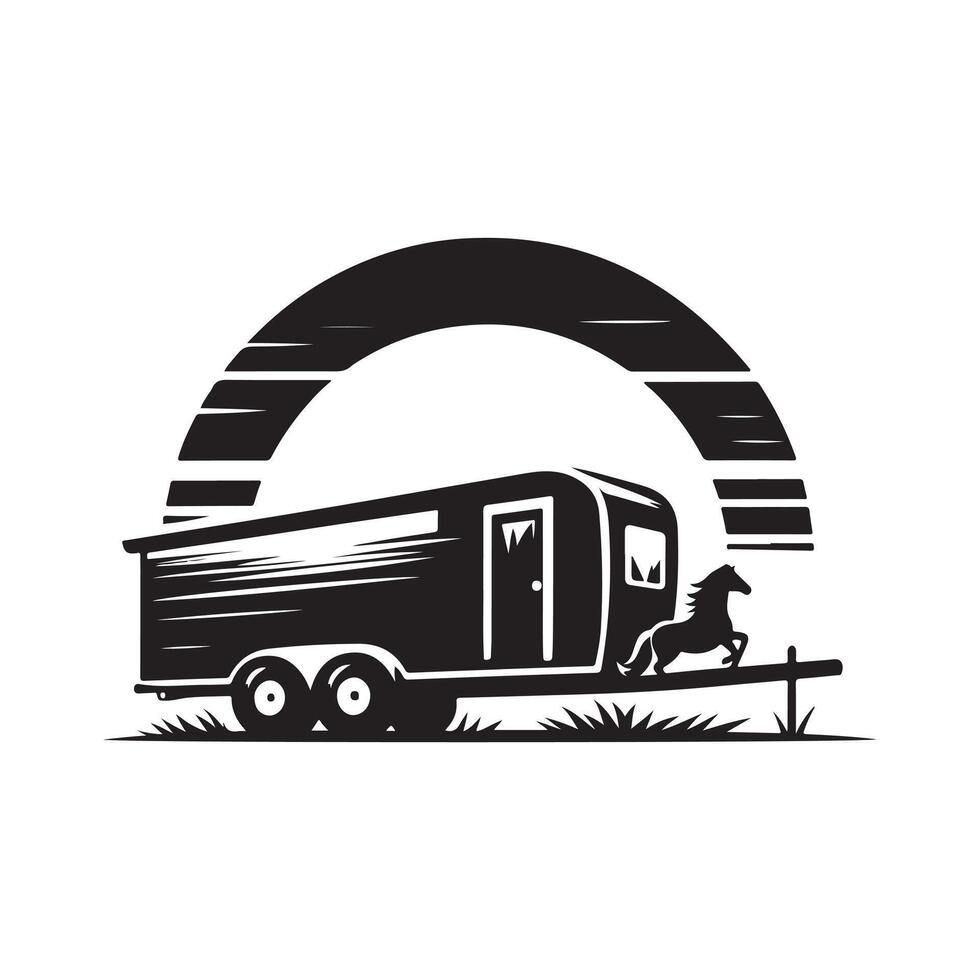 Trailer Silhouette Suitable for Adventure, Outdoor, and Logistics Themes vector