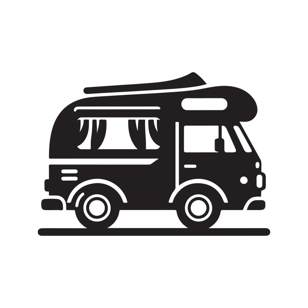 Vectors Camper Van Silhouettes for Illustrations and Clipart