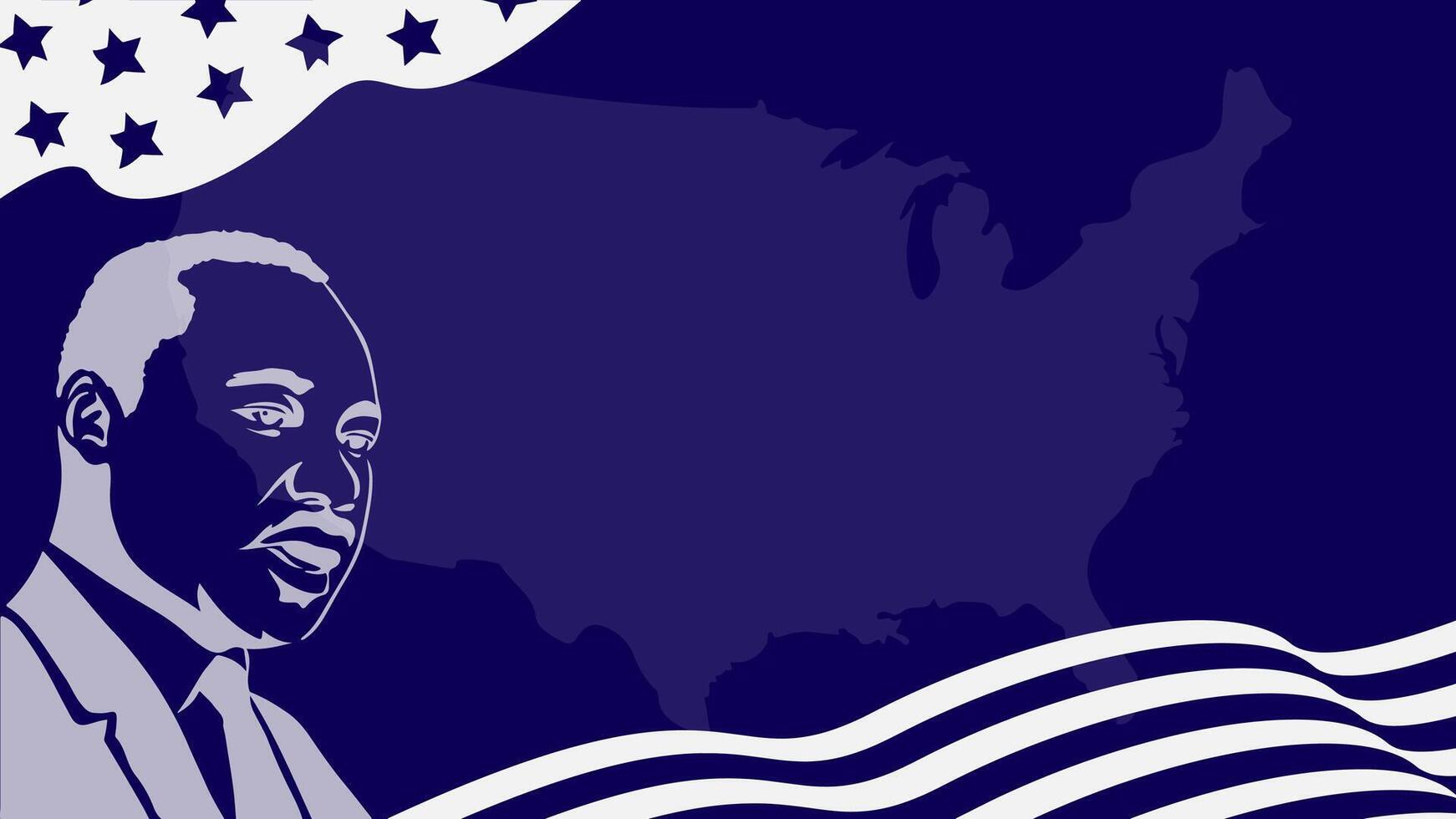Martin Luther King Jr. Day Celebration Graphic Illustration Background, with Blue Color and American Flag Silhouette, Copy Space Area. Suitable to be placed on content with that theme. vector