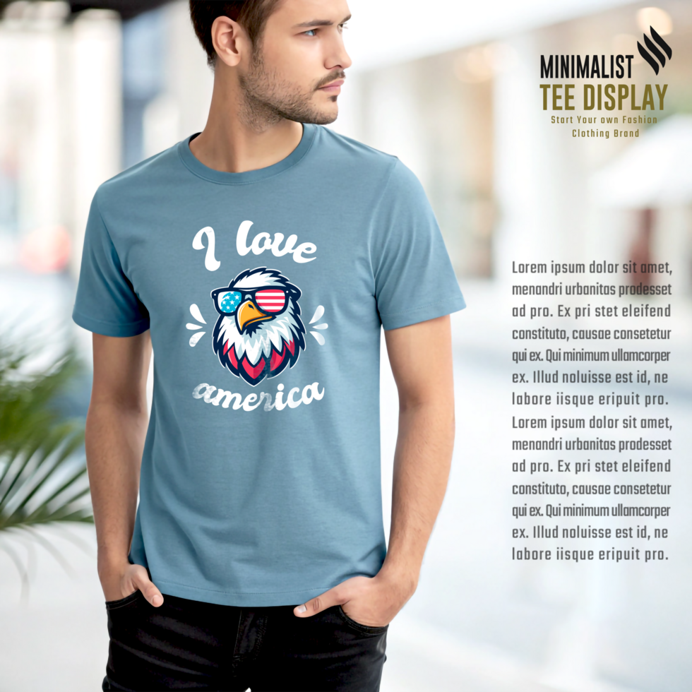 Basic Tee Man T Shirt Mockup on Background psd
