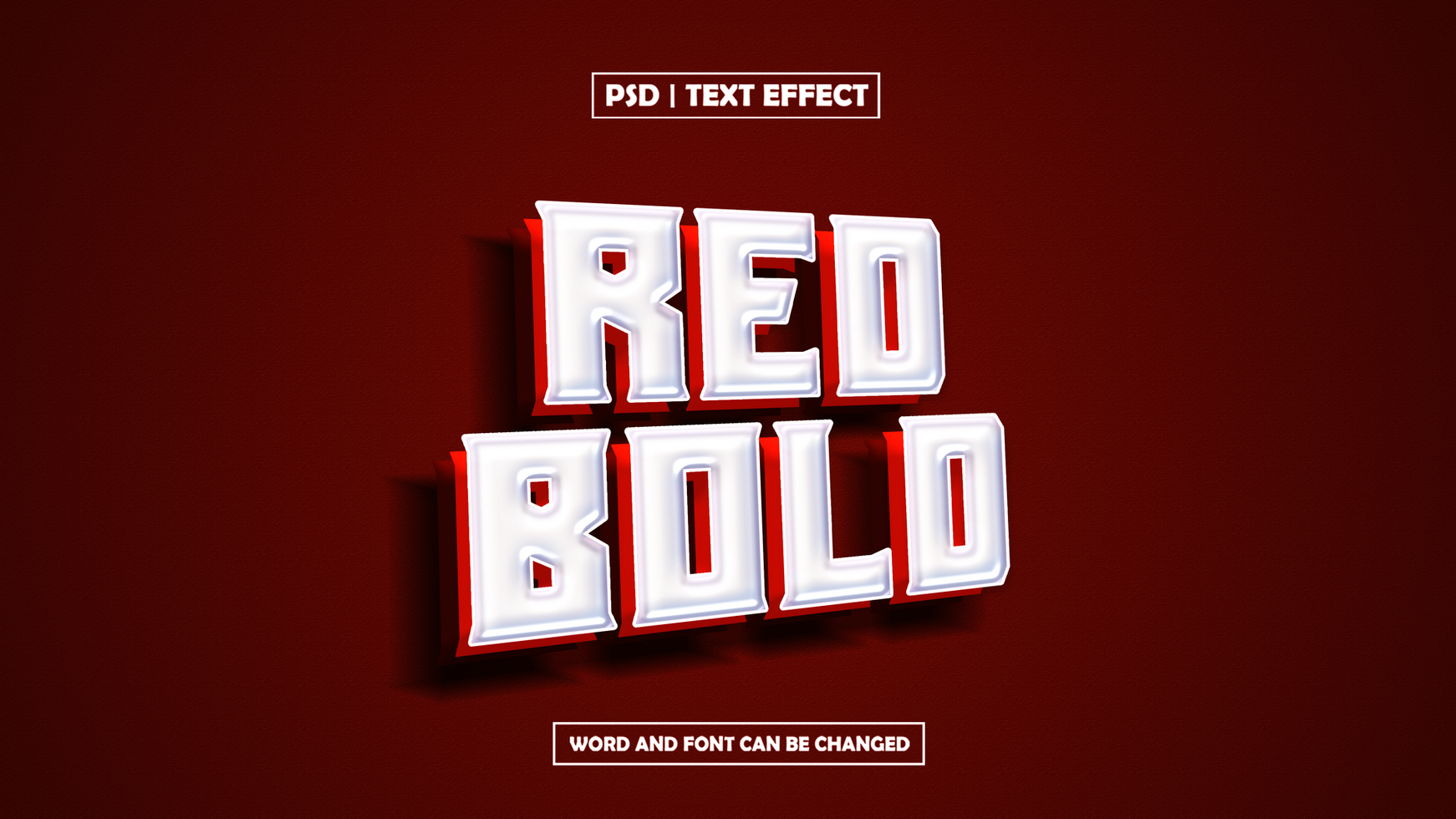 Red Bold Text Effect on Red Background psd