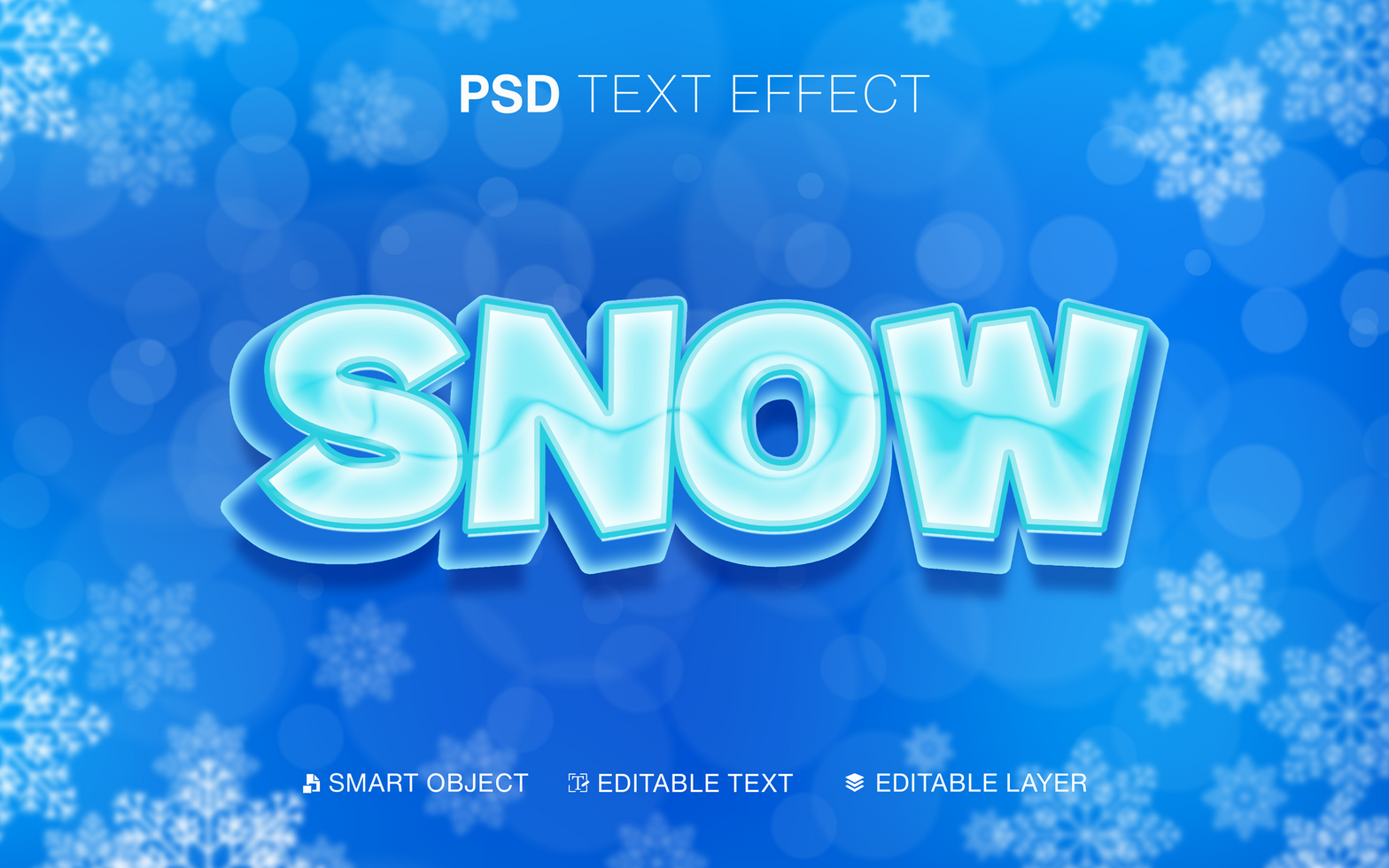 3D Editable Snow Text Effect for Christmas psd