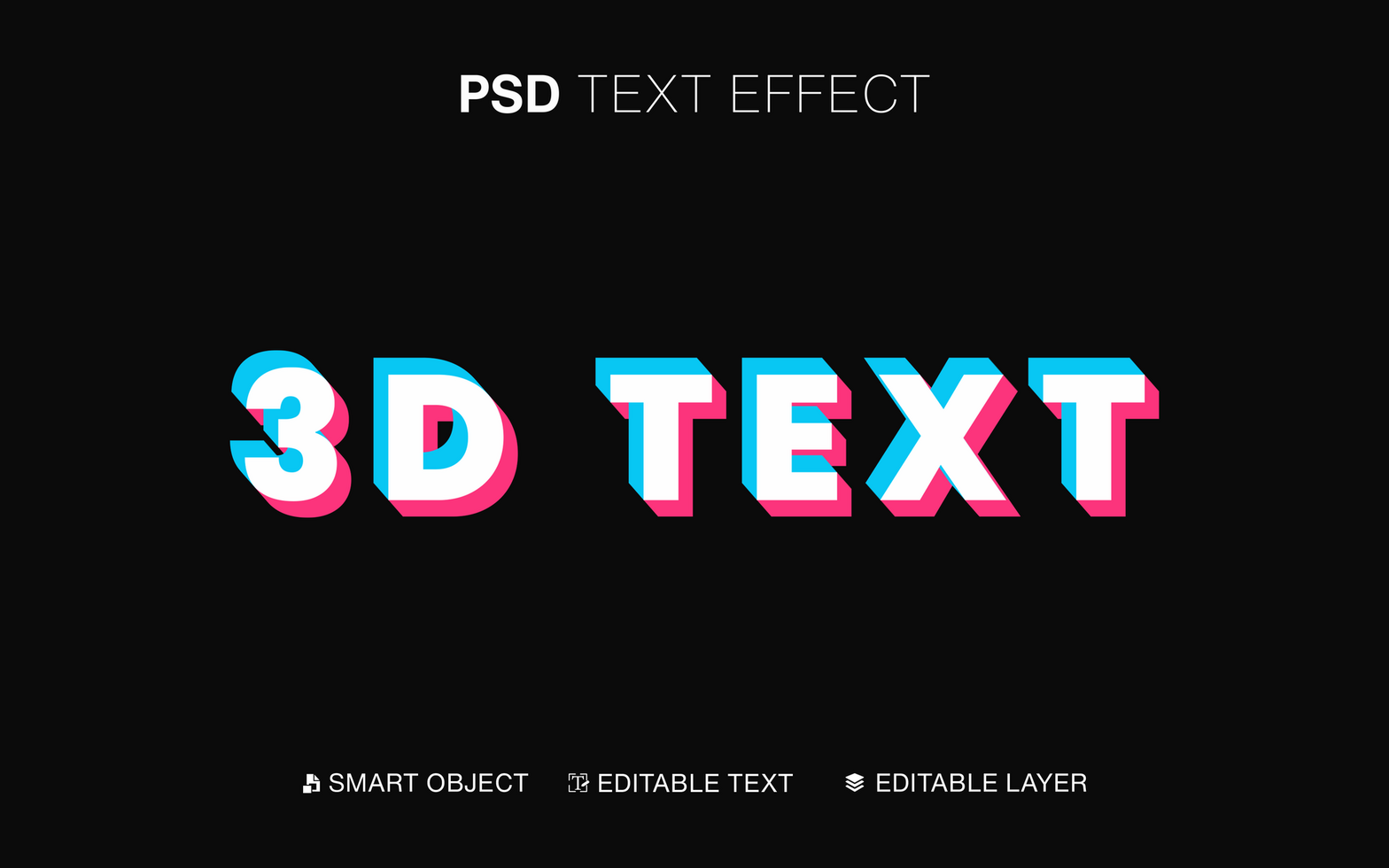 Long Shadow Glitch Text Effect psd