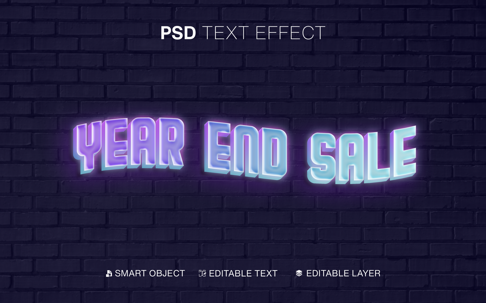 Editable End Year Sale Neon Text Effect psd