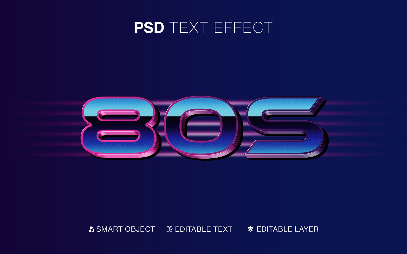 3D Editable 80s Text Effect psd