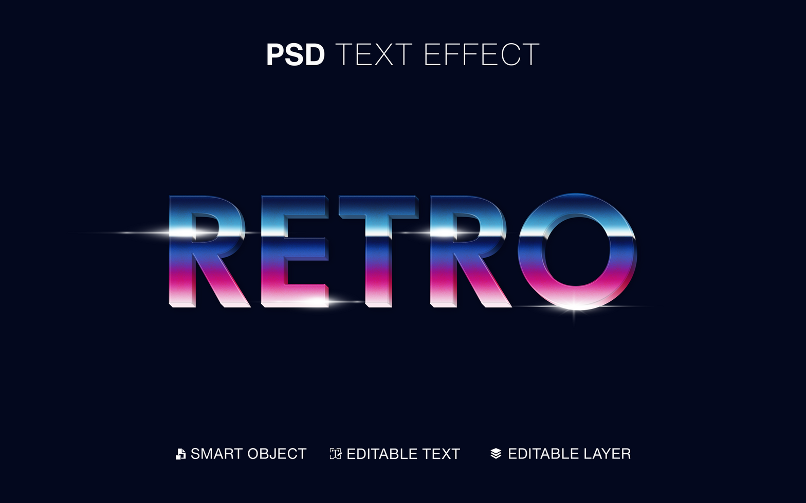 3D Editable Retro Text Effect psd