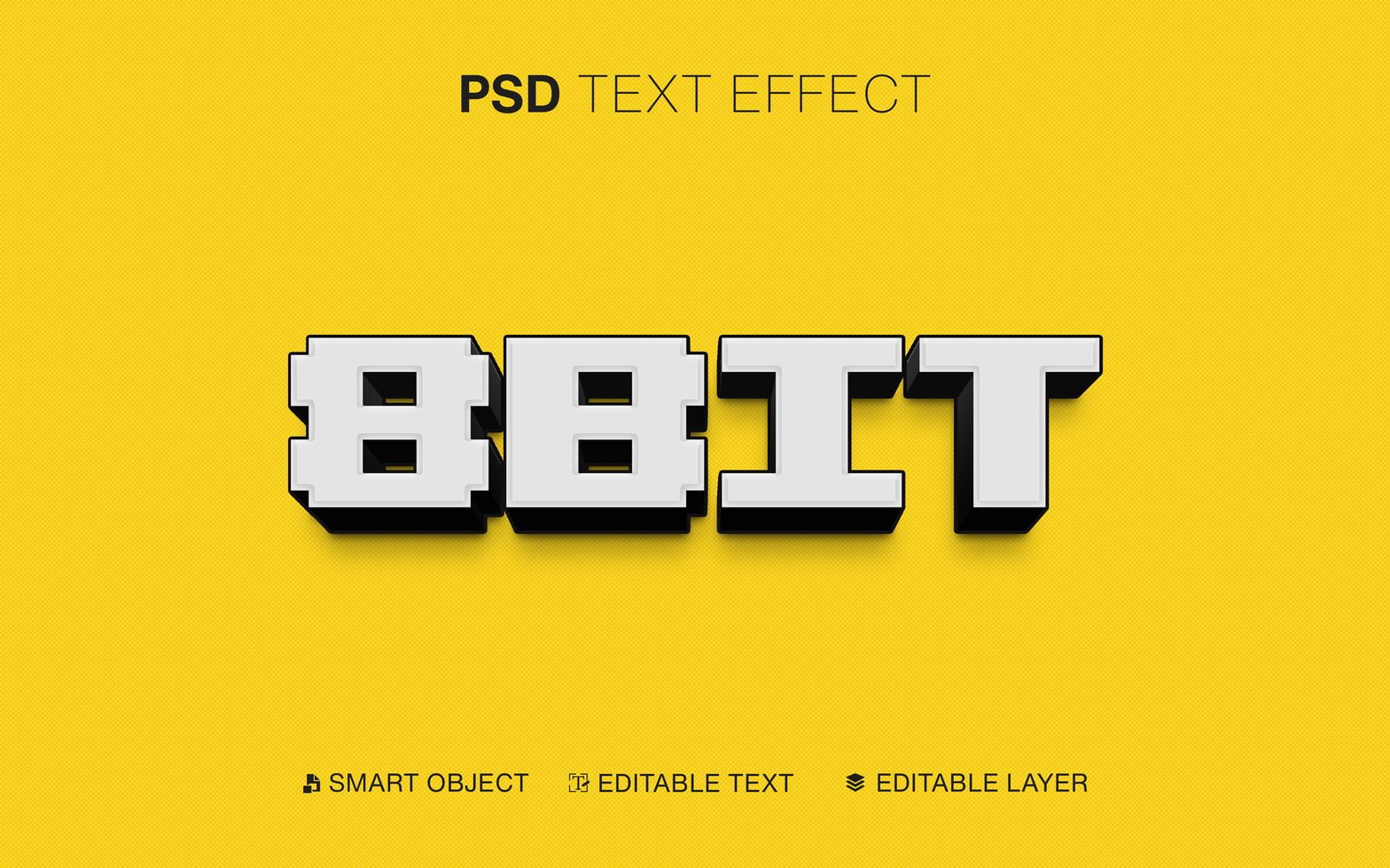 3d Editable 8Bit Text Effect psd
