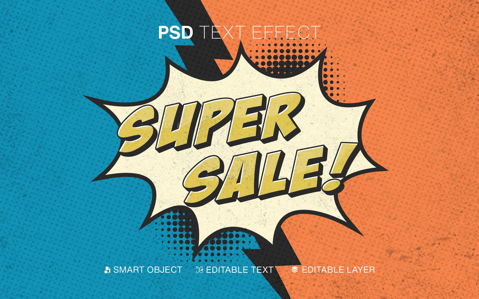 Comic Super Sale Text Effect psd
